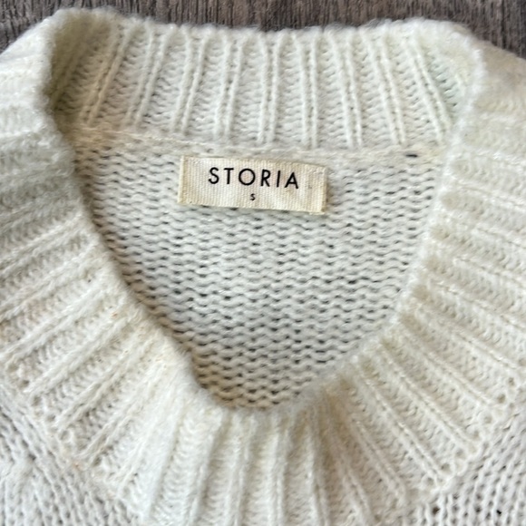 Storia Sweater Blue and Pink Striped Chunky Knit Sweater Size Small Oversized - Picture 2 of 10